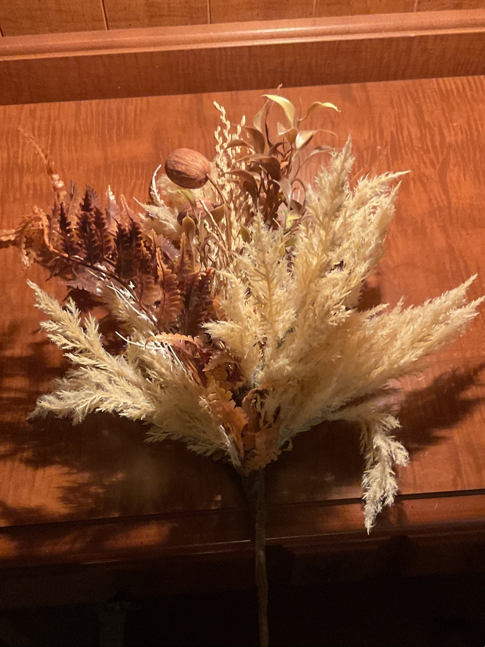 Neutral Pampas Grass and Autumn Foliage Stem - Decorative Home Accent
